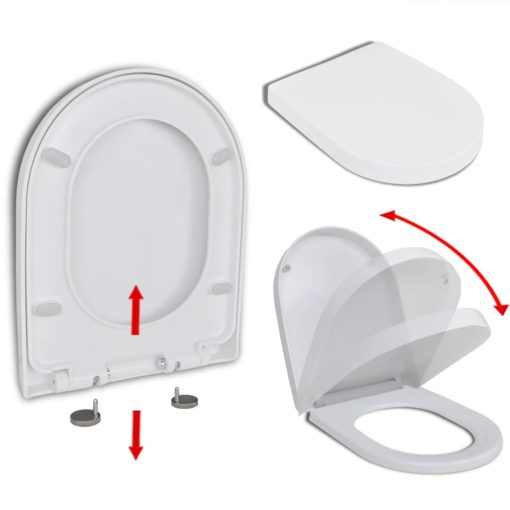 Fehér szögletes gyorskioldó WC-ülőke lassan csukódó fedéllel